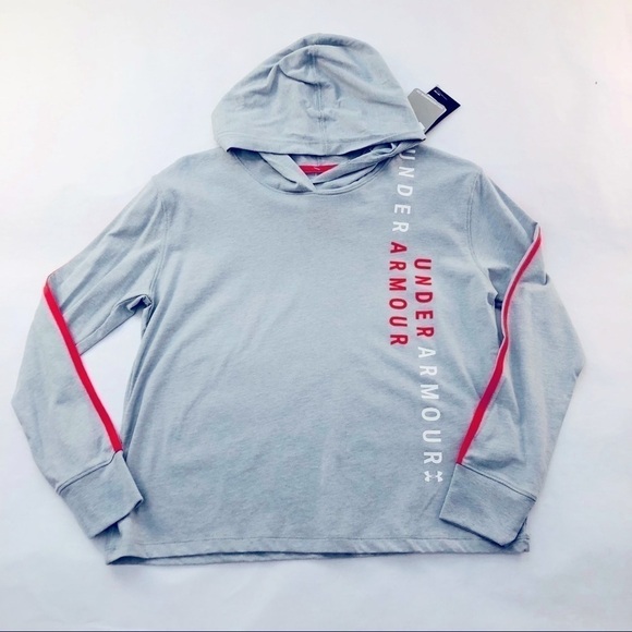 Under Armour Other - NWT Under Armour Mod Gray Loose Crop Top Hoodie Gray Sz: YLG/JG